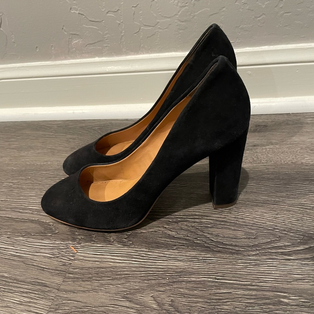 J. Crew black thick heel pumps